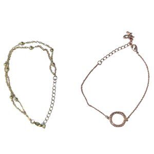 Adore Swarovski Organic Circle Bracelet Rose Gold & Gold Bracelet 2 Piece Lot
